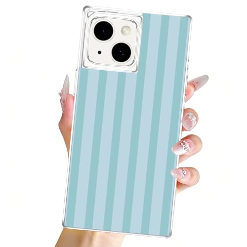 Clear Case for iPhone 14/iPhone 13 6,1", Aesthetic Striped Pattern Transparent Cover, Cute Stripes Design, Soft TPU Shockproof Protective Bumper Shell for Women Girls, Light Blue - color: Light Blue, size: iPhone 14/iPhone 13