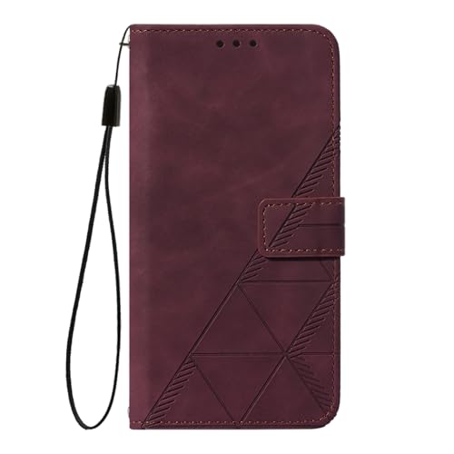 Faux Leather Flip Wallet Case for Motorola Moto G75, YBS WineRed | Card Slots Storage, Magnetic Closure, Hands-Free Kickstand, RFID Blocking, Precise Cutouts - color: Wine red