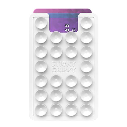 StickyGrippy Suction Phone Card Holder Mount, Phone Wallet, Silicon Adhesive Phone Accessory for iPhone and Android, Hands-Free Mirror Shower Phone Holder, TikTok Videos and Selfies (White) - color: White