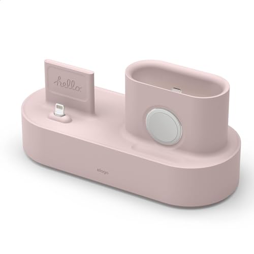 elago 3 in 1 Charging Station for iPhone, AirPods, AirPods Pro, Apple Watch - color: Sand Pink