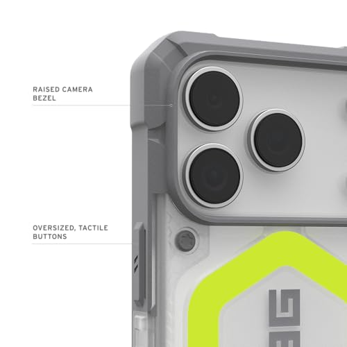 URBAN ARMOR GEAR UAG Designed for iPhone 17 Pro Case Pathfinder Clear - Compatible with MagSafe Luminous Glow in The Dark Military Grade Protective Cover, Active Neon - color: Pathfinder Clear - Active Neon