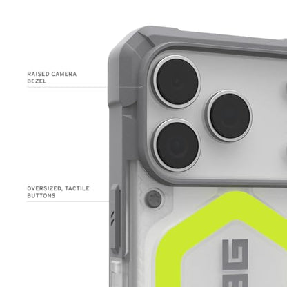 URBAN ARMOR GEAR UAG Designed for iPhone 17 Pro Case Pathfinder Clear - Compatible with MagSafe Luminous Glow in The Dark Military Grade Protective Cover, Active Neon - color: Pathfinder Clear - Active Neon
