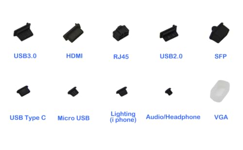 Silicone Anti Dust Cover Plug Kit, 10 Sizes, 100 Pcs, Black - size: 10Sizes