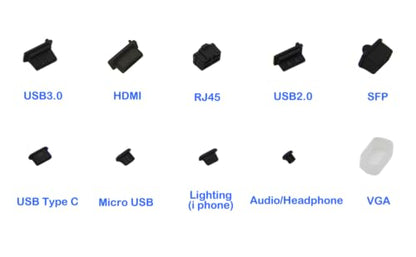 Silicone Anti Dust Cover Plug Kit, 10 Sizes, 100 Pcs, Black - size: 10Sizes