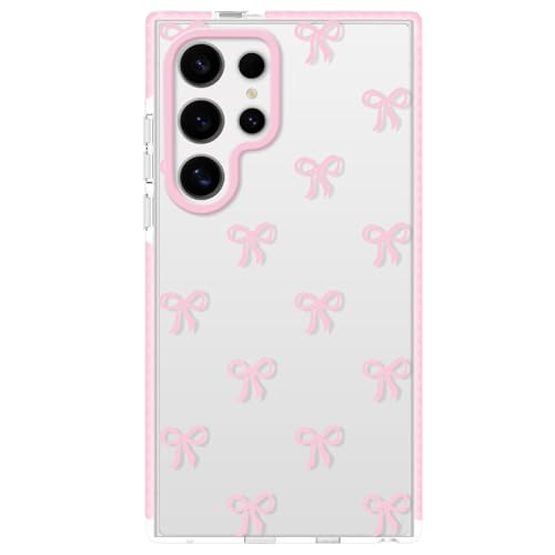 Dumkery Cute Phone Case for Samsung Galaxy S24 Ultra, Bow Aesthetic Pattern Cases, Soft Clear TPU Shockproof Bumper Cover for Girls Women - size: Samsung Galaxy S24 Ultra