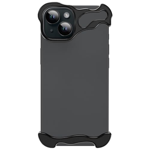 Frameless Phone Case Crafted for iPhone 14 Black | Compatible with Lens Camera Protection, Metal Minimalist Design, Extremely Highlighting Personality - color: Aluminum Black, size: iPhone 14