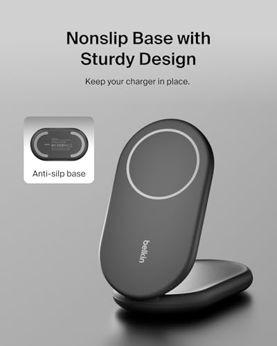 Belkin Qi2 15W Magnetic Foldable Wireless Charging Stand, Standby - color: Black