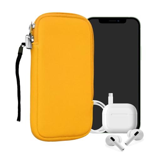 kwmobile Universal Phone Pouch Size XL - 6.7/6.8" - Neoprene Smartphone Pouch with Zip - Water-Repellent Mobile Phone Case - Sleeve in Honey Yellow - color: honey yellow, size: XL - 6.7/6.8"
