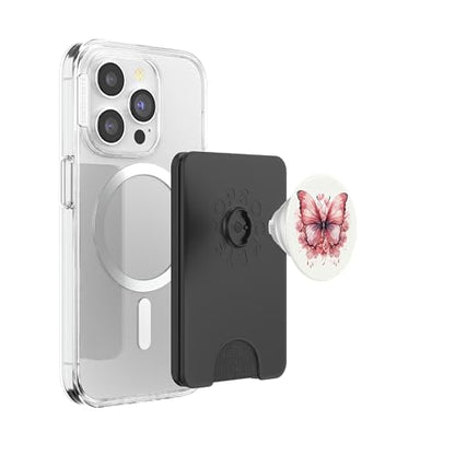 Pink Butterflies And Flowers Floral Butterfly PopSockets PopWallet for MagSafe - style: Magnetic PopWallet
