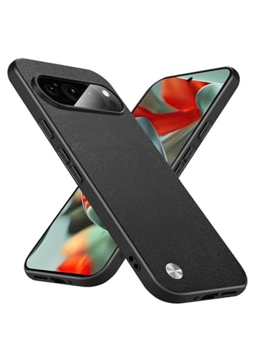 Slim Fit Case for Google Pixel 9 Pro XL, Soft TPU Edges + Faux Leather Back Cover, Anti-Fingerprint Scratch Shockproof Camera Protective for Google Pixel 9 Pro XL Phone Case (Black) - color: Black, size: Google Pixel 9 Pro XL