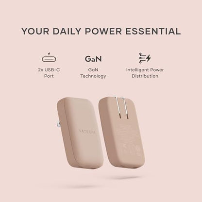 Satechi OntheGo 67W Wall Charger, GaN USB-C Fast Charging, Desert Rose - color: Desert Rose