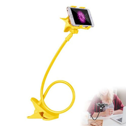 Gooseneck Cell Phone Holder Flexible for Desk Long Arm Mobile Phone Stand with Clip for Headboard & Bedside, Flexible Phone Stand Lazy Bracket Mount Clamp (Yellow) - color: Yellow
