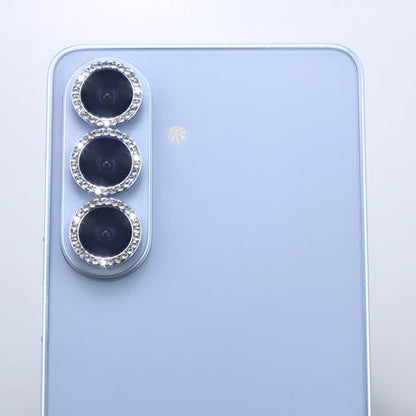 for Samsung Galaxy S26 / S26 Plus Camera Lens Protector, Bling Diamond Metal Ring Tempered Glass Lens Cover, Sparkly Rhinestone Accessories (Sky Blue) - color: Sky Blue