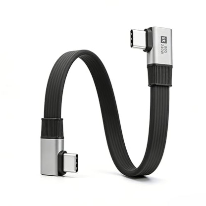 Duttek 80Gbps Right Angle USB C Cable 7.87inch/20cm, 240W PD/8K@Hz, Short USB C to USB C Cable, Type C Male to Male Flat Cable for Steam Deck, Laptop, Car, Desk Setup - style: Side Angle to Side Angle 90 Degree USB C Cable