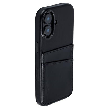 Dockem Genuine Leather Card Case for iPhone 17 with Camera Control Button and Stitched-on Wallet with 2 Holder Slots (Black, M2GL) - color: Black, size: 17