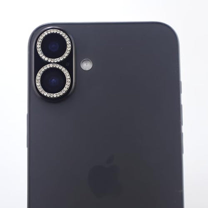 BONVAN for iPhone 17 Camera Lens Protector Bling Glitter Diamond Metal Crystal Tempered Glass Screen Accessories Rhinestones Lens Cover (Black) - color: Black