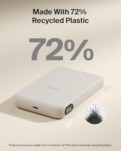 Belkin 10000mAh Qi2.2 25W MagSafe Power Bank with Kickstand and Display - color: Sand