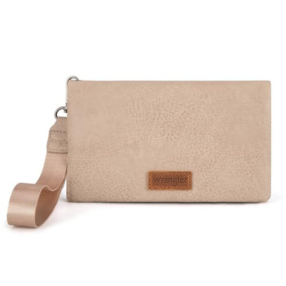 Wrangler Crossbody Wallet Womens Wristlet Wallet Small Wallet Purse Summer bag RFID Blocking Bifold Clutch Credit Card Holder Purses - color: B-khaki