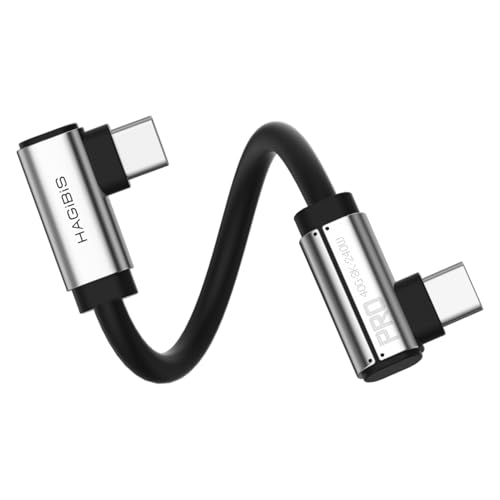 Hagibis 0.5ft 90 Degree USB4 Cable, 40Gbps Data Transfer, 8K@60Hz Video Display, 240W Fast Charging Right Angle USB-C Cable, Short Type-C Cable for iPhone 17 16 15 Pro Max, iPad Pro, Laptop