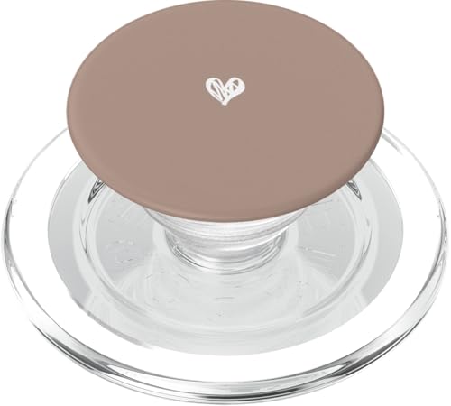 Cute Mocha Brown Heart Love Minimalist PopSockets PopGrip for MagSafe - style: Magnetic PopGrip