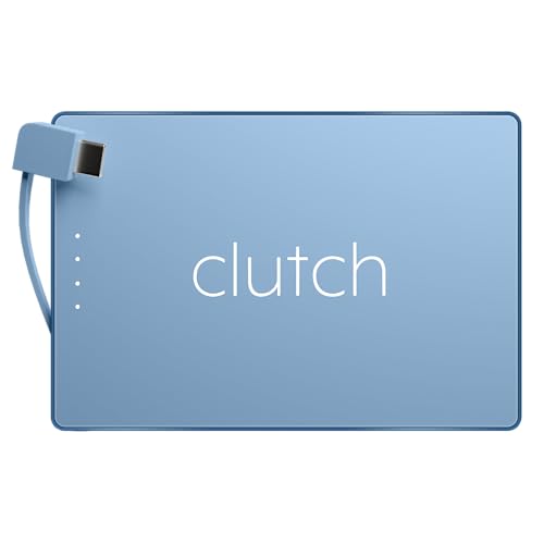 Clutch - Pro USB-C Portable Charger - Compatible with iPhone 15, 16, 17 & Android Devices - Power Bank Magnetic Battery - TSA Travel Approved - USB Rechargeable - Built-in Cable - 5000 mAh - 3.7oz - color: Baby Blue