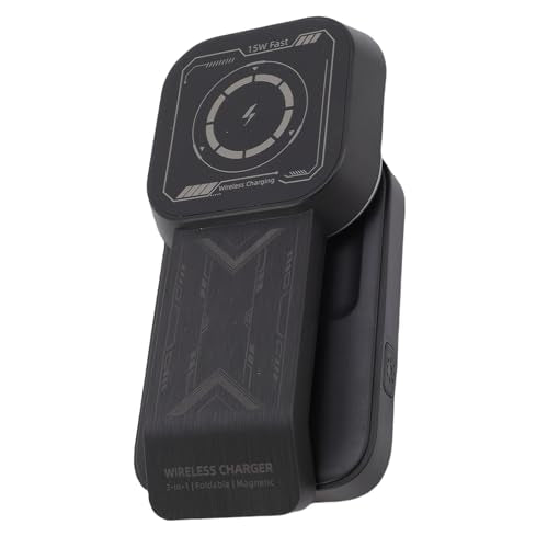 Zunate 15W Wireless Charging Station, 3 in 1 Stand for Phone Watch and Earbuds, Foldable Design with Adjustable Viewing Angles