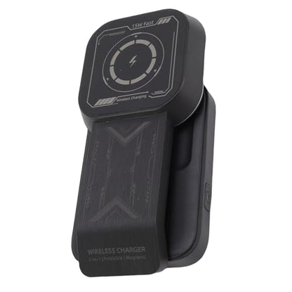 Zunate 15W Wireless Charging Station, 3 in 1 Stand for Phone Watch and Earbuds, Foldable Design with Adjustable Viewing Angles