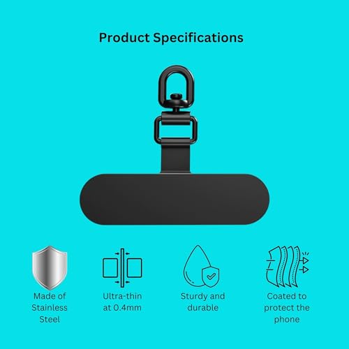 Minimalist 360° Rotatable Phone Tether Tabs (2-Pack) – Durable Stainless Steel with Protective Film to Prevent Scratches on Your Phone's Back, Black - color: 05 Stainless Steel - Black