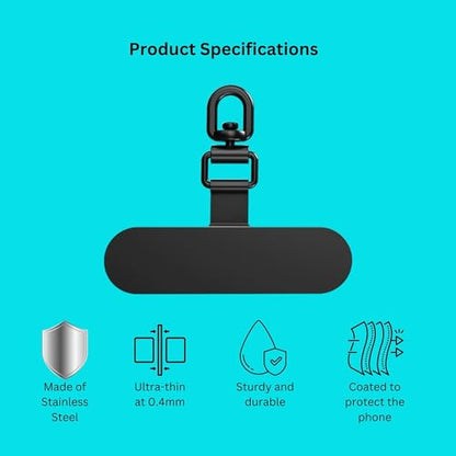 Minimalist 360° Rotatable Phone Tether Tabs (2-Pack) – Durable Stainless Steel with Protective Film to Prevent Scratches on Your Phone's Back, Black - color: 05 Stainless Steel - Black