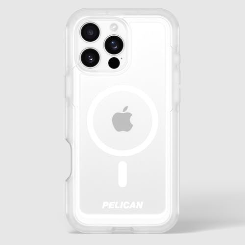 Pelican Voyager iPhone 16 Pro Max Case - Rugged MagSafe Phone Case - Clear | Magnetic Phone Case w/18ft Military Grade Drop Protection - Phone Cover w/ Belt Clip Holster Kickstand for iPhone 16 Pro Max - color: Clear