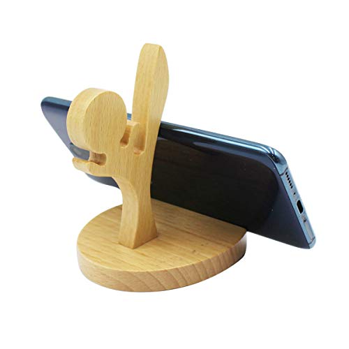 Cartoon Cell Phone Holder Stand Wooden Smartphone Desk Holder for All Mobile Phones Animal Phone Stand Desk Ornament - color: kung fu