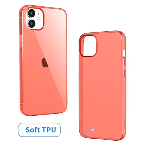 JJGoo Compatible with iPhone 12 Case & 12 Pro Case Clear Soft Transparent Shockproof Protective Slim Thin Bumper Phone Cover for 12 and 12 Pro - 6.1 inch, Clear Red - color: Red