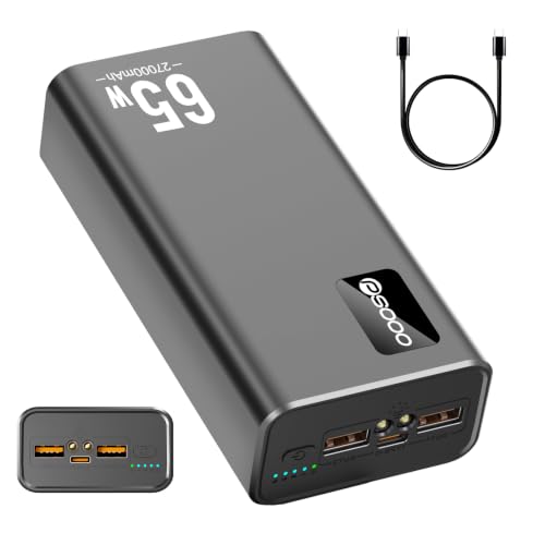 PSOOO Power Bank 65W 27000mAh Laptop Battery Pack - color: Black