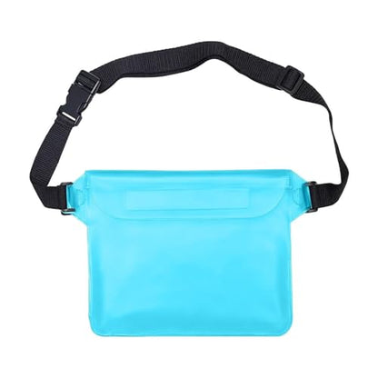Waterproof Phone Bag, 3 Layer Sealed Submersible Pouch Touchscreen Swimming Case Adjustable Crossbody Waist Pack - color: Blue