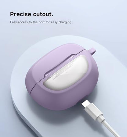 SURITCH Case Cover for Bose Ultra Open Earbuds(2024), Shockproof Protective Cover for Bose Ultra Open Wireless Ear Earbuds Charging Case Accessories with Carabiner, Purple - color: Purple