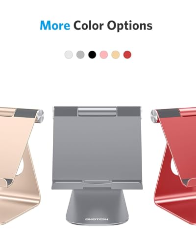 OMOTON T1 Adjustable Tablet Stand for Desk, Aluminum Holder for iPad Grey - color: Grey