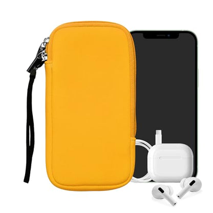 kwmobile Universal Phone Pouch Size XL - 6.7/6.8" - Neoprene Smartphone Pouch with Zip - Water-Repellent Mobile Phone Case - Sleeve in Honey Yellow - color: honey yellow, size: XL - 6.7/6.8"