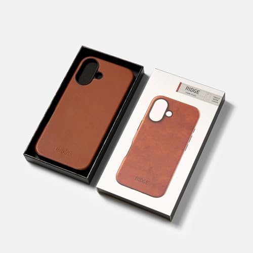 Ridge Case Compatible with iPhone 16 - Compatible with MAGSAFE & Wireless Charging, Aluminum Control Buttons, Dual-Layer Construction, TPU Bumper with Drop Protection (Tobacco Brown) - color: Tobacco Brown, size: iPhone 16