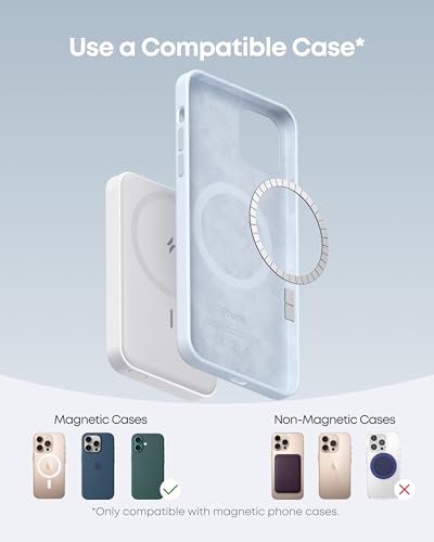 Anker 622 Magnetic Power Bank, 5,000mAh Foldable Wireless Portable Charger - color: Dolomite White, size: 4.13 x 2.64 x 0.51 inches