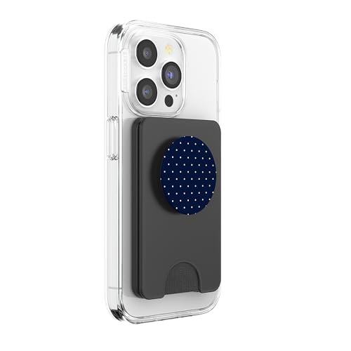 Navy Blue Polka Dot PopSockets PopWallet for MagSafe - style: Magnetic PopWallet