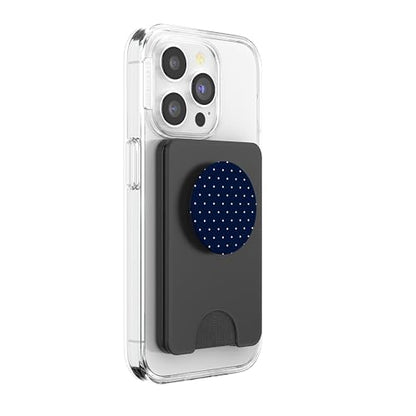 Navy Blue Polka Dot PopSockets PopWallet for MagSafe - style: Magnetic PopWallet