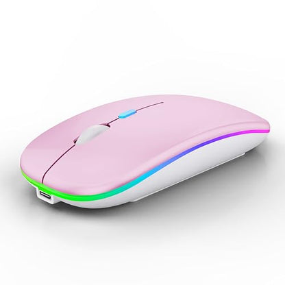 WREANU Wireless Bluetooth Mouse, Rechargeable Laptop Mice, Pink - color: Pink