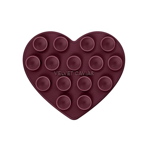 Velvet Caviar Suction Cup Phone Case Mount Compatible with MagSafe Devices Only - Magnetic Silicone Sticky Phone Grip Holder for iPhone Back of Phone - Mirror Gripper (Burgundy Heart 2.0) - color: Burgundy Heart 2.0