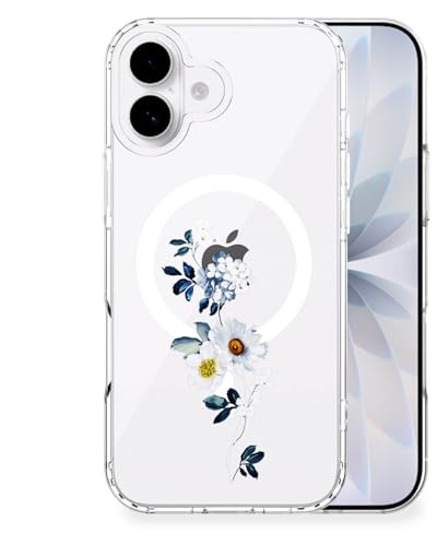 Feams for iPhone 17 Case [Compatible with Magsafe] Slim Shockproof Protective Clear Phone Cover for iPhone 17 6.3" Women Girls, Blue Floral - color: Blue Floral, size: for iPhone 17 (6.3 Inch)