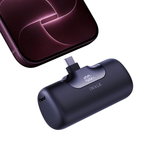 iWALK Portable Charger 5500mAh Next-Gen Small Power Bank 22.5W Fast Charging Battery USB-C Portable Phone Charger for iPhone 18/17/16/15 17 Plus 17 Pro Max iPad, Samsung Galaxy S25 S24 Android, Black - color: Black