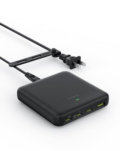 USB C Charging Station Slim, 67W Max 4-Port GaN Desktop Charger - color: Black