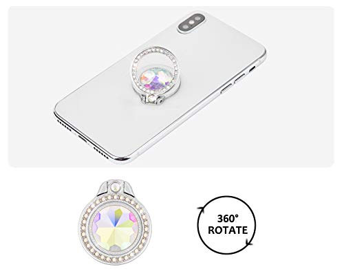 Glitter Bling Bling Phone Ring Holder,Sparkle Phone Ring Artificial Diamond Stand,Rhinestone Cell Phone Finger Ring for Phones, Pad (Silver) - color: Silver