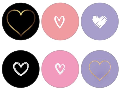 6 Pack Cellphone Phone Grip and Smartphones Stand, Collapsible Cell Phone Expanding Holder for Phone - Pink Black Purple Heart White, LJ002