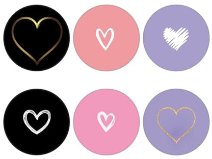6 Pack Cellphone Phone Grip and Smartphones Stand, Collapsible Cell Phone Expanding Holder for Phone - Pink Black Purple Heart White, LJ002