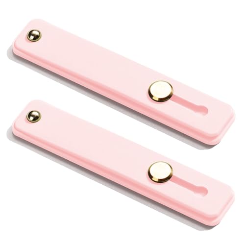 TENOC Phone Grip 2 Pieces Pink Universal Sticky Finger Strap Holder for Smartphone or Cell Phone Case